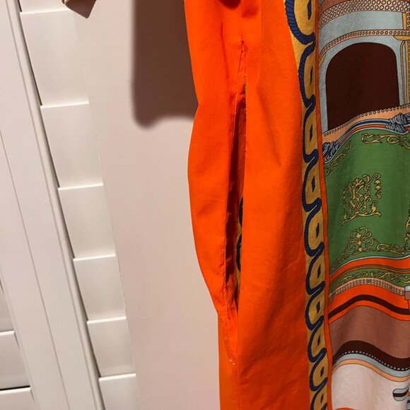 Dizzy Lizzie Monterey Dress Orange and Green Wagon Wheel Print - Picture 5 of 10